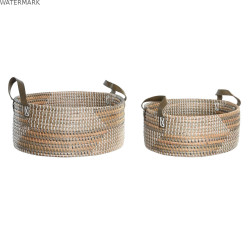 Set de basket DKD Home Decor 45 x 35 x 18 cm Polyuréthane Tropical Herbier marin