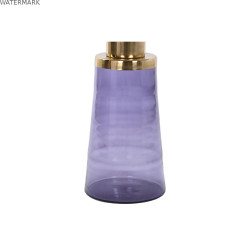Table d'appoint DKD Home Decor 37 x 37 x 50 cm Verre Bleu Doré Fer