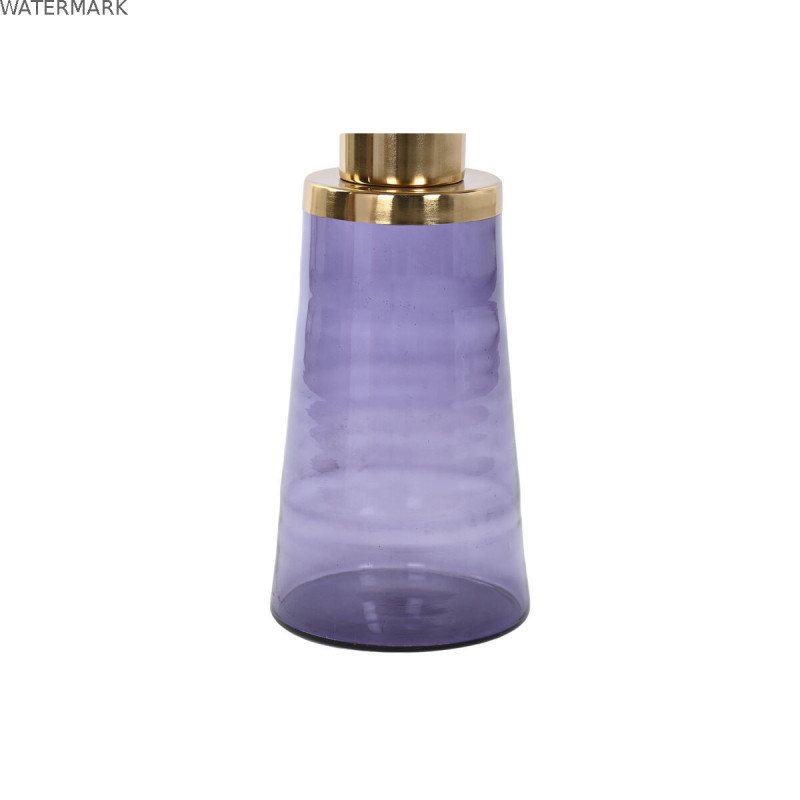 Table d'appoint DKD Home Decor 37 x 37 x 50 cm Verre Bleu Doré Fer