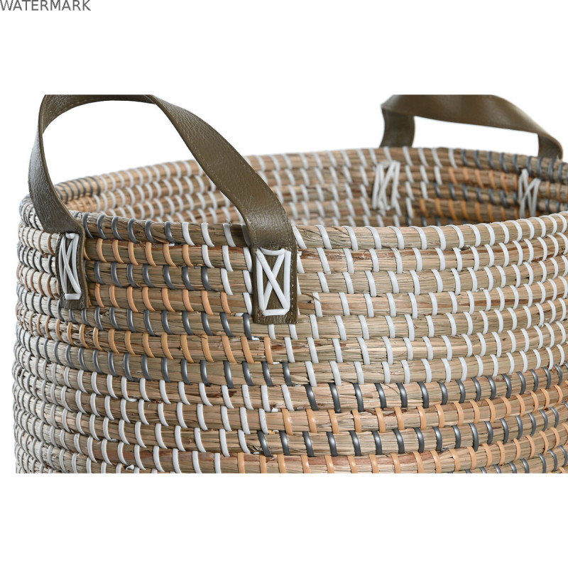 Set de basket DKD Home Decor 45 x 35 x 18 cm Polyuréthane Tropical Herbier marin