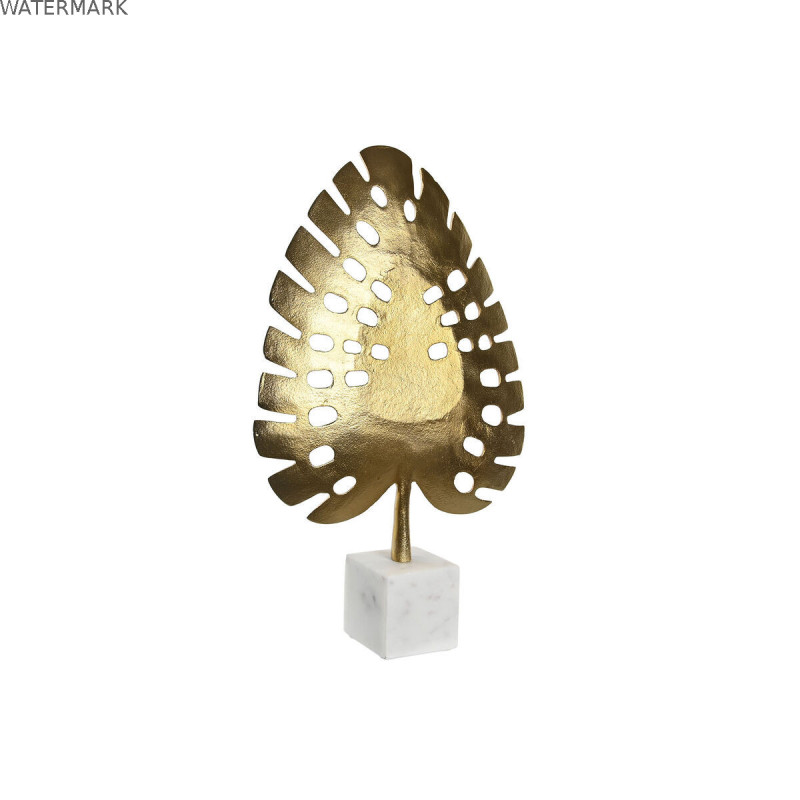 Figurine Décorative DKD Home Decor 28 x 7,5 x 47 cm Doré Blanc Tropical Feuille d'une plante