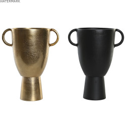 Vase DKD Home Decor 23 x 16 x 29 cm Noir Doré Aluminium Moderne (2 Unités)