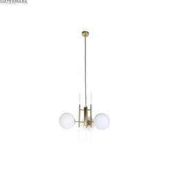 Suspension DKD Home Decor 64 x 64 x 64 cm Verre Doré Métal Blanc 50 W