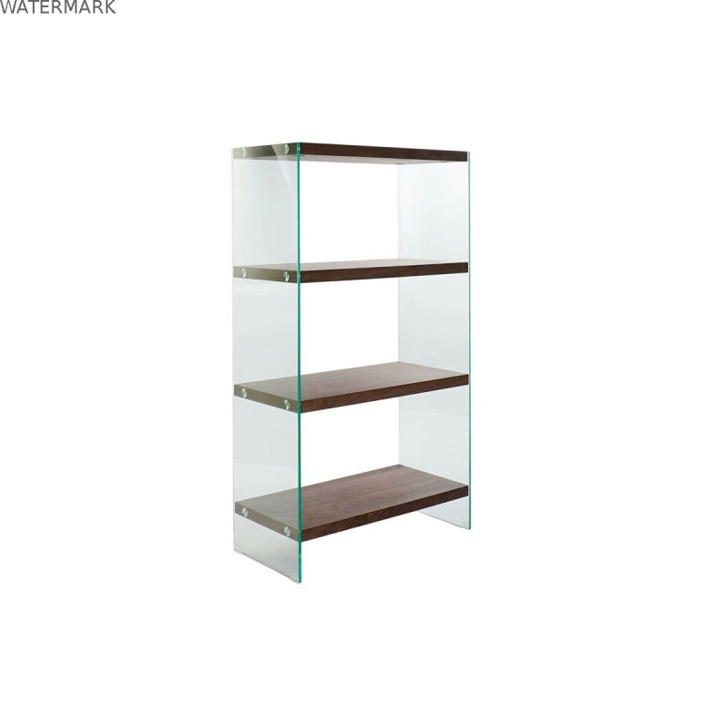 Étagère DKD Home Decor Brun foncé Verre Noyer Bois MDF 80 x 40 x 150 cm (1)