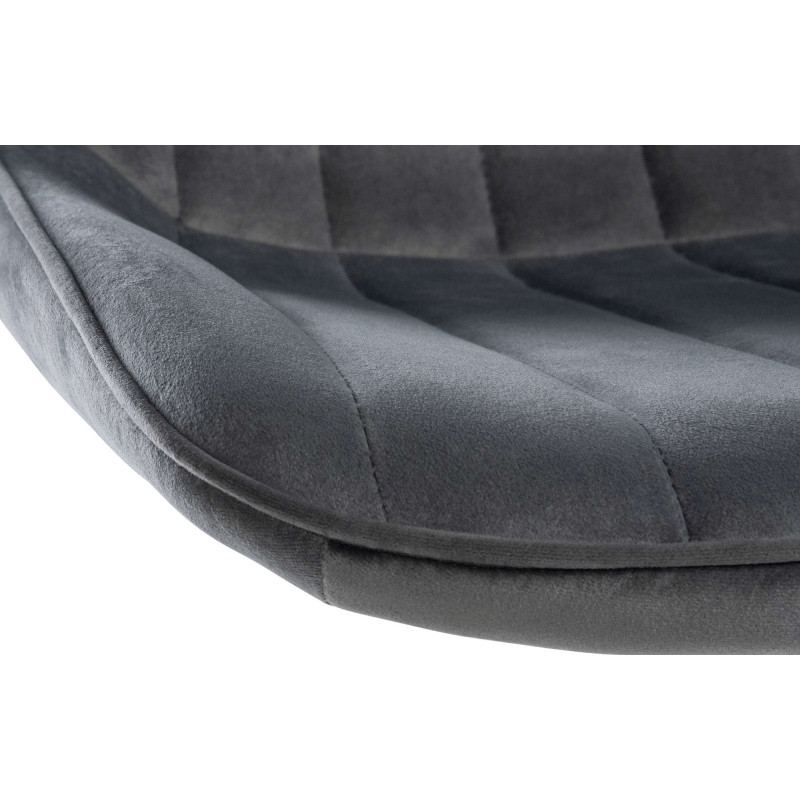 Set de 2 Taburetes de bar Toni en terciopelo Gris oscuro,Metal negro mate