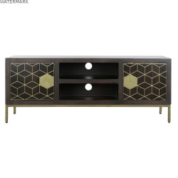 Meubles de télévision DKD Home Decor 140 x 40 x 55 cm Noir Métal Acacia