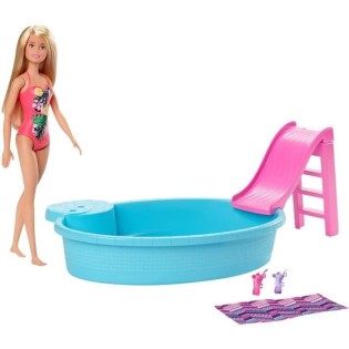 Barbie - Barbie et Sa Piscine - Coffret Poupée Mannequin - 3 ans et +