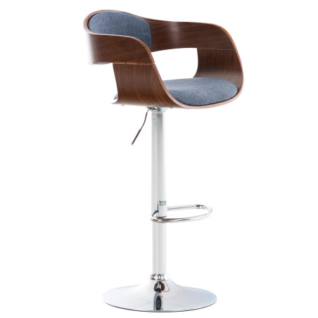 Sgabello da bar Kingston C in noce/tessuto blu