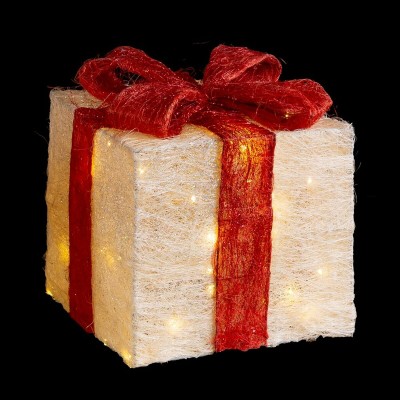 Décorations de Noël Blanc Rouge Métal Fibre Boîte Cadeau 25 x 25 x 31 cm (3 Unités)