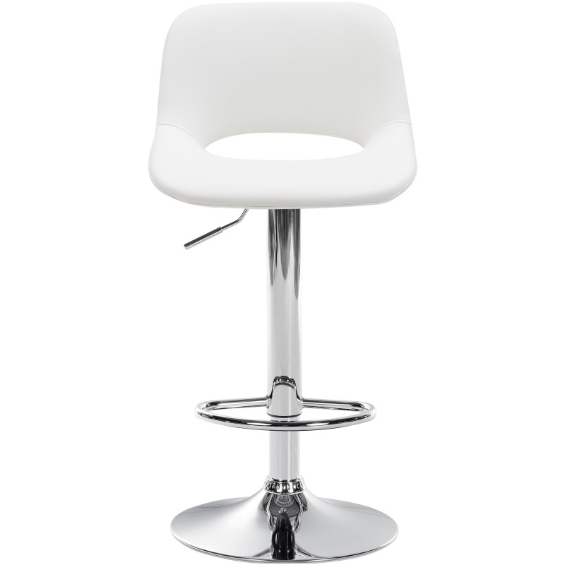 Tabouret de bar Camden, similicuir, chrome et blanc
