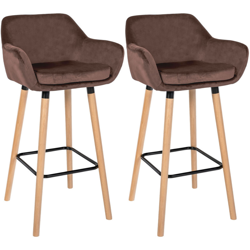 Lot de 2 tabourets de bar en velours Grant