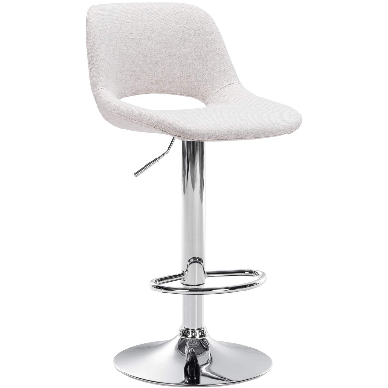 Tabouret de bar Camden, tissu, chrome crème