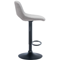 Taburete de bar Camden en tela Gris claro,Metal negro mate