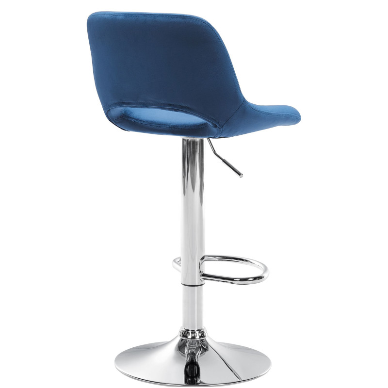 Tabouret de bar en velours Camden bleu chrome
