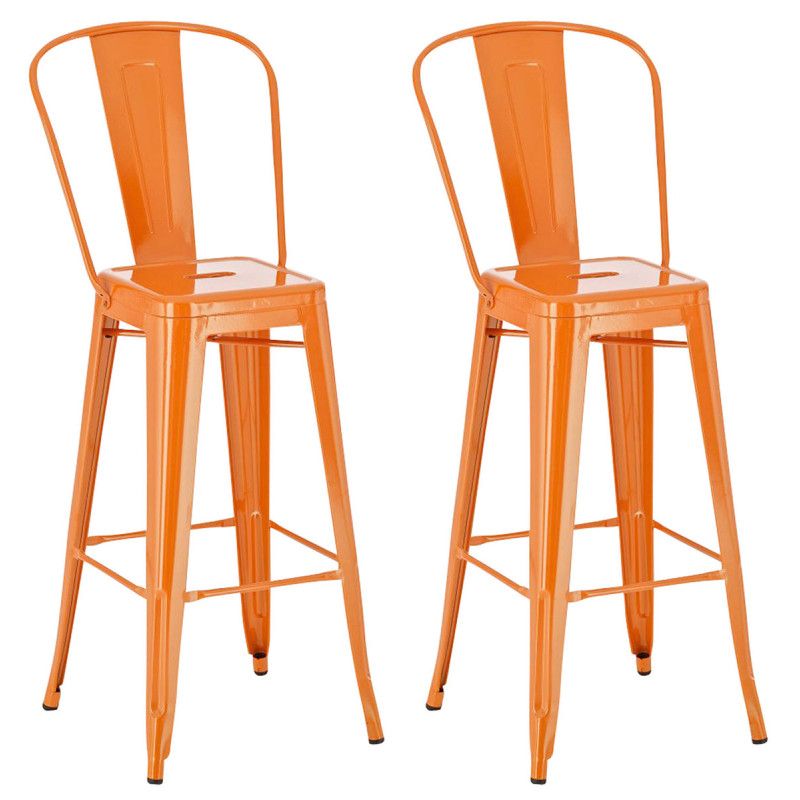 Ensemble de 2 tabourets de bar Aiden orange