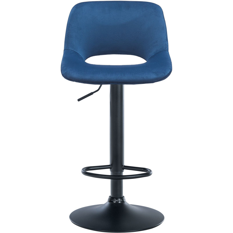 Tabouret de bar Camden velours noir bleu