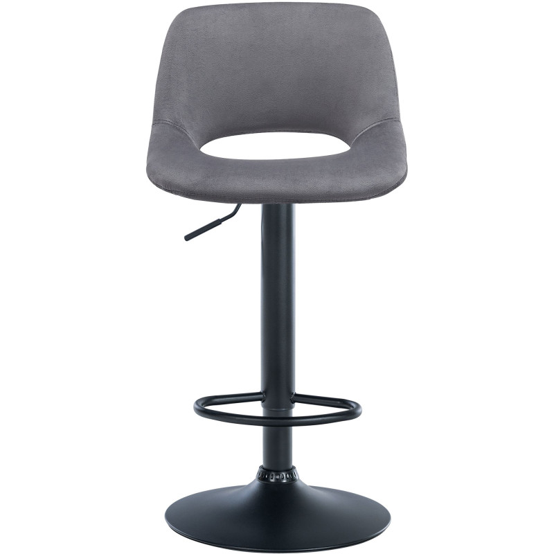 Tabouret de bar Camden en velours noir et gris foncé