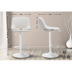 Tabouret de bar Camden en velours blanc crème