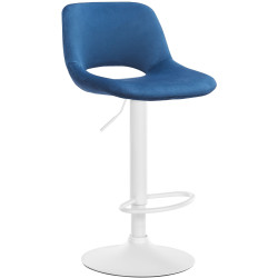 Tabouret de bar Camden en velours blanc bleu