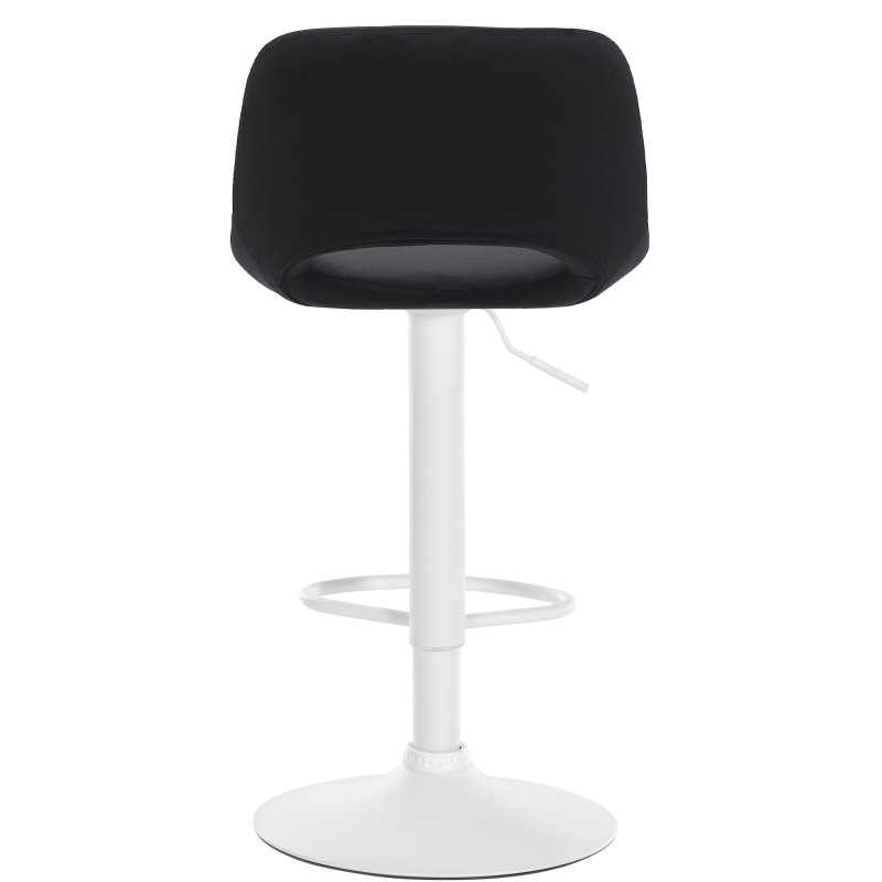 Taburete de bar Camden en terciopelo Negro,Metal blanco mate