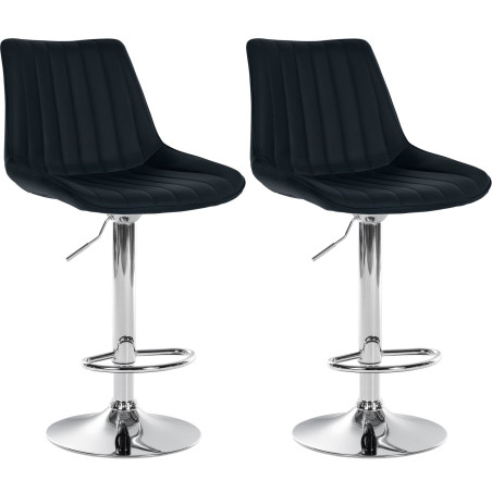 Lot de 2 tabourets de bar Toni simili cuir chrome noir