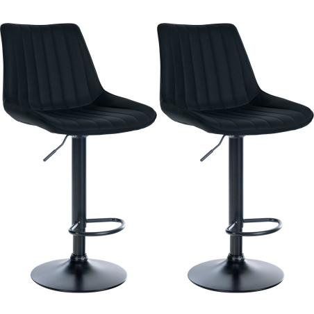 Lot de 2 tabourets de bar Toni simili cuir noir