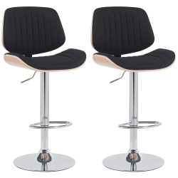 Lot de 2 tabourets de bar Clawson en tissu chrome natura/noir
