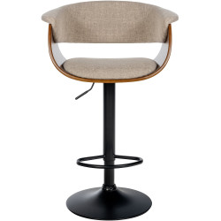 Set de 2 Taburetes de bar Vestal Nogal/crema,Tela