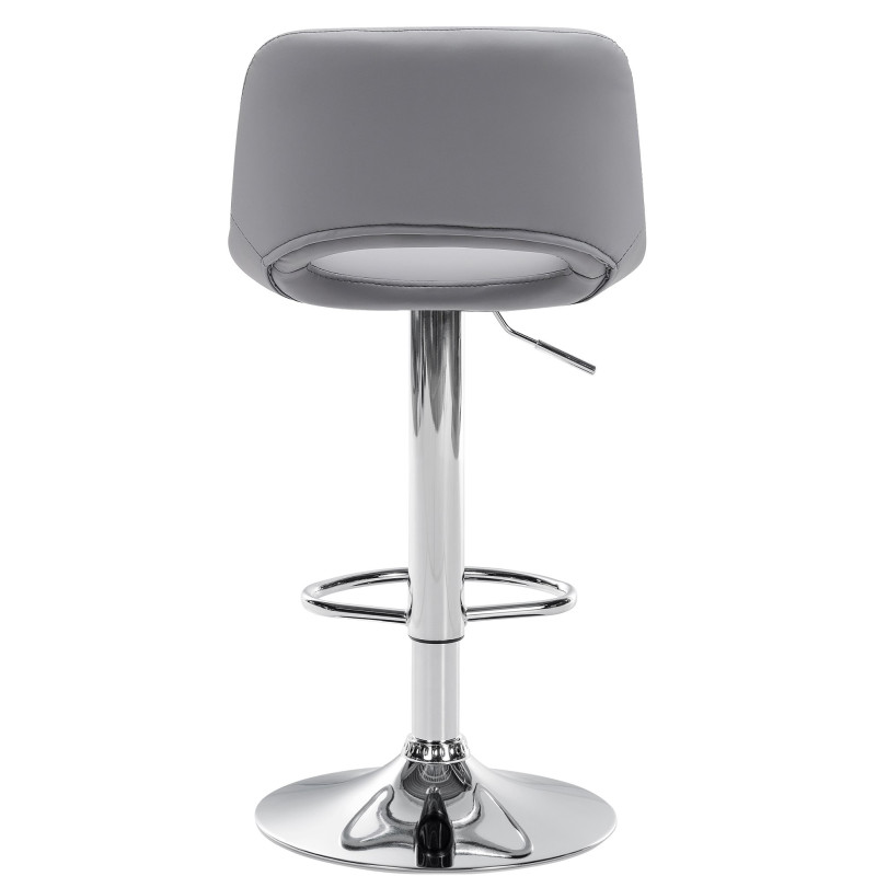 Lot de 2 tabourets de bar Camden, similicuir, gris chrome