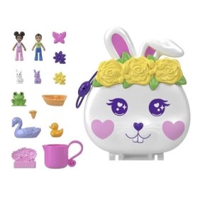 COFFRET JARDIN DU LAPIN - POLLY POCKET - HKV36 - MINI POUPEE POLLY POCKET COFFRET COMPACT