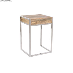 Jeu de 2 tables Home ESPRIT Marron Argenté Naturel Acier Bois de manguier 45,5 x 41 x 66,5 cm