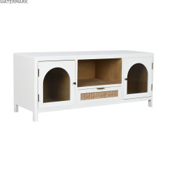 Meubles de télévision Home ESPRIT Blanc Verre Bois de paulownia 120 x 40 x 50 cm