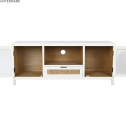 Meubles de télévision Home ESPRIT Blanc Verre Bois de paulownia 120 x 40 x 50 cm