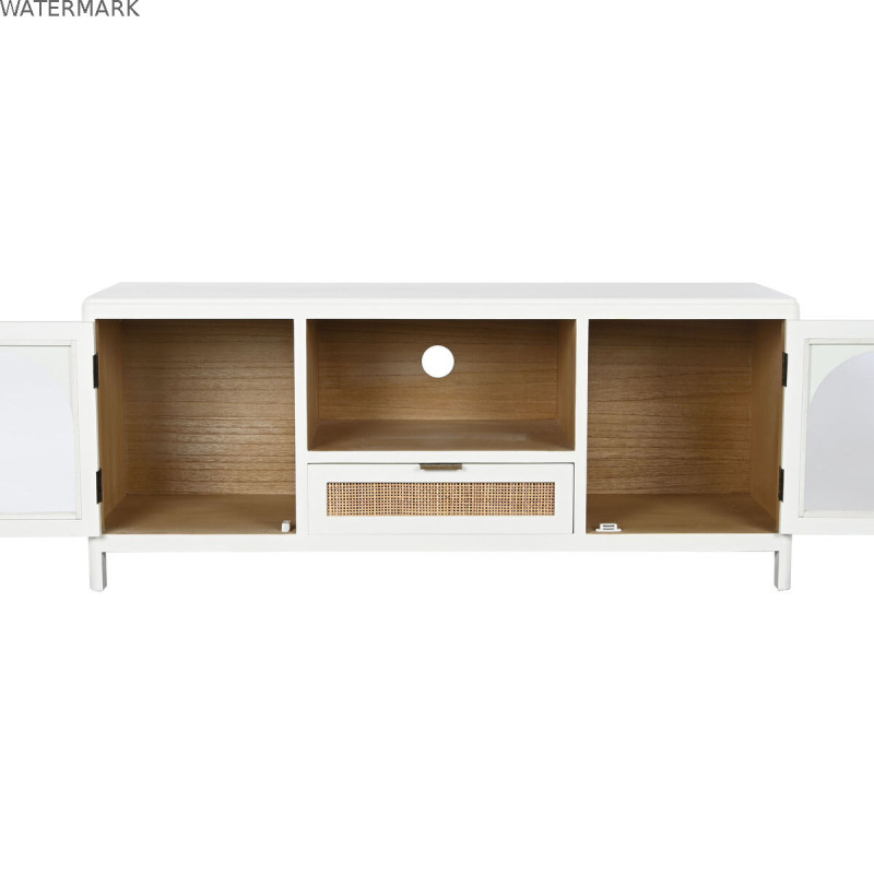 Meubles de télévision Home ESPRIT Blanc Verre Bois de paulownia 120 x 40 x 50 cm