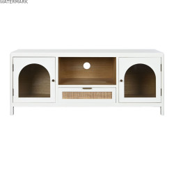 Meubles de télévision Home ESPRIT Blanc Verre Bois de paulownia 120 x 40 x 50 cm