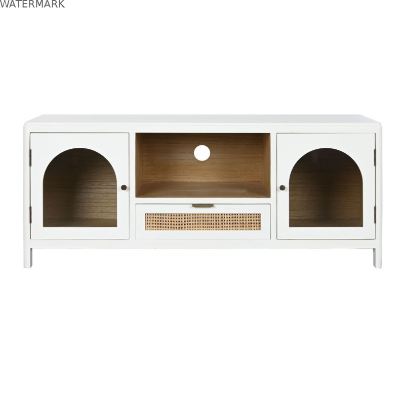Meubles de télévision Home ESPRIT Blanc Verre Bois de paulownia 120 x 40 x 50 cm