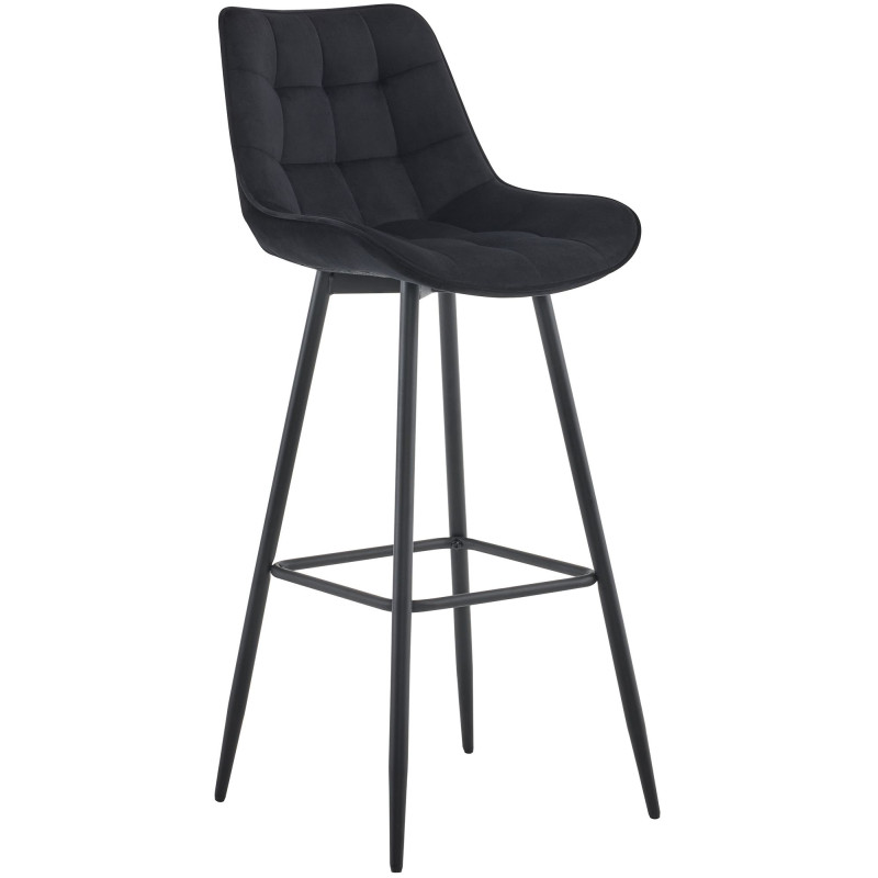 Tabouret de bar en velours Dartford noir