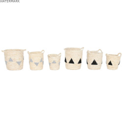Lot de paniers Home ESPRIT Noir Gris Naturel Herbier marin Boho 33 x 33 x 40 cm (2 Unités)