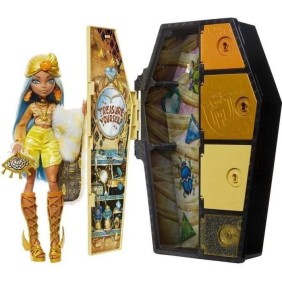 Monster High Coffret Monstrueux Secrets, Poupée Cleo De Nile, Série Look Irisé, avec Casier Cerceuil 21+ Accessoires, 4 ans+, HN