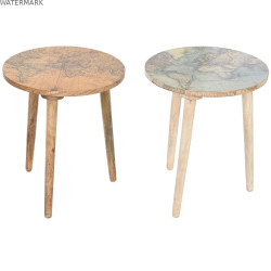 Table d'appoint Home ESPRIT Blanc Marron Clair Bois de manguier 40 x 40 x 47,5 cm (2 Unités)