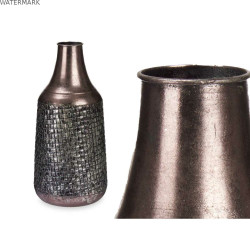 Vase Argenté Métal 21 x 44 x 21 cm (4 Unités) Avec relief