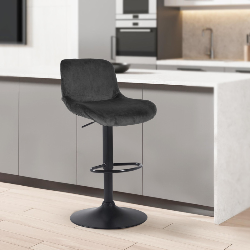 Tabouret de bar Solon en velours noir