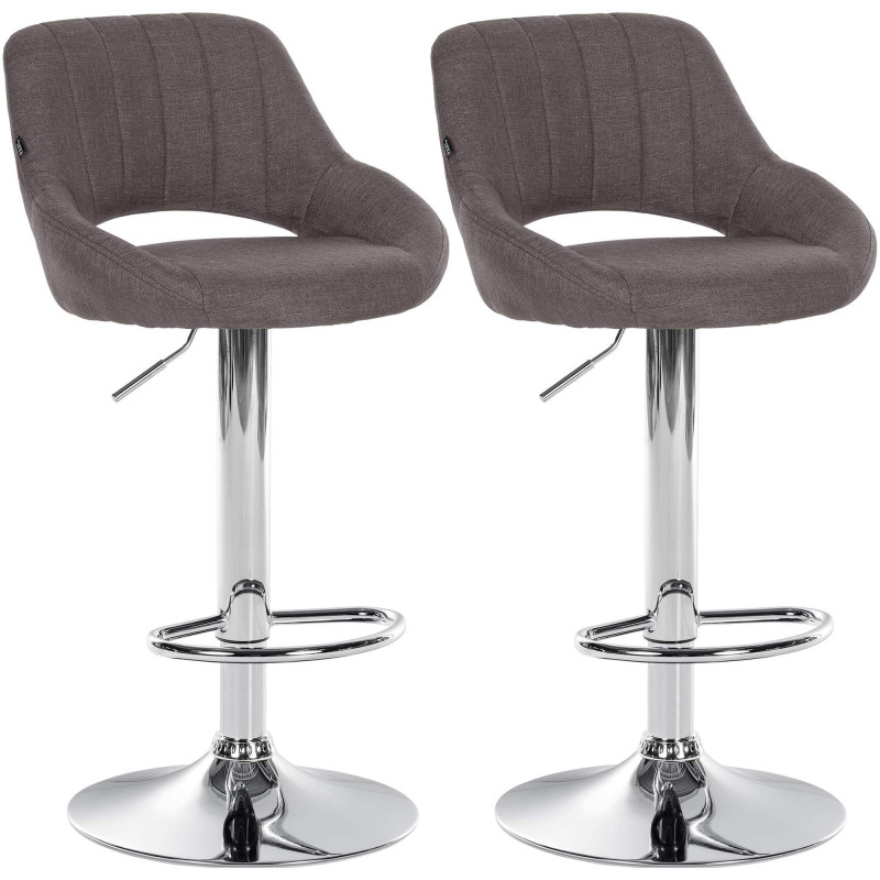 Set de 2 Taburetes de bar Milet en tela Gris oscuro,Metal cromado