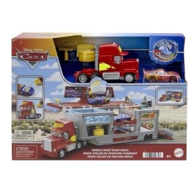 Disney Pixar Cars - Coffret Mack Color Changer Atelier de Peinture Itinérant - Camion Petites Voitures - 4 Ans Et +