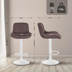Tabouret de bar Solon en tissu blanc