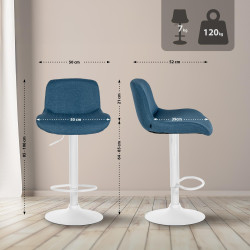 Tabouret de bar Solon en tissu blanc