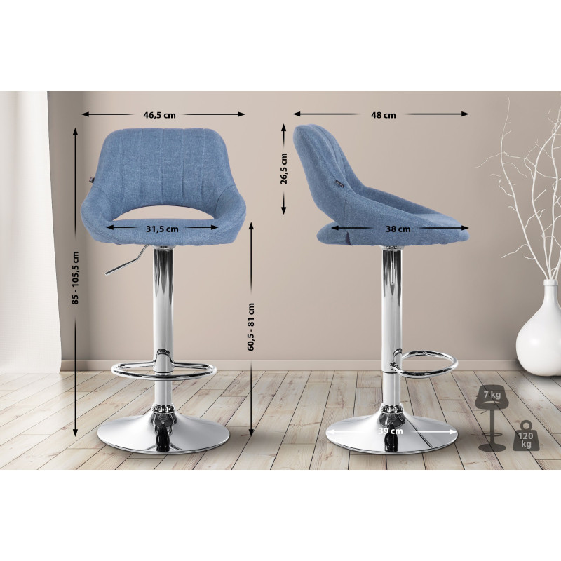 Lot de 2 tabourets de bar Milet tissu C bleu