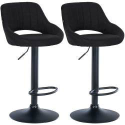 Set de 2 Taburetes de bar Milet en tela Negro,Metal negro mate