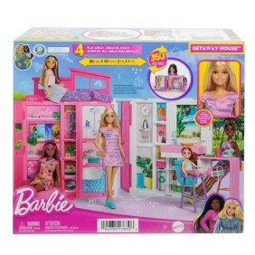 Barbie - Maison de vacances - Coffret et poupée, 4 zones et 11 accessoires