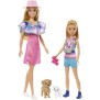 Barbie - Coffret Poupées Stacie et Barbie avec 2 chiots et accessoires